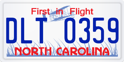 NC license plate DLT0359