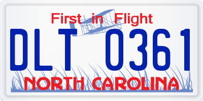 NC license plate DLT0361
