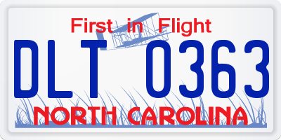 NC license plate DLT0363