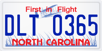 NC license plate DLT0365