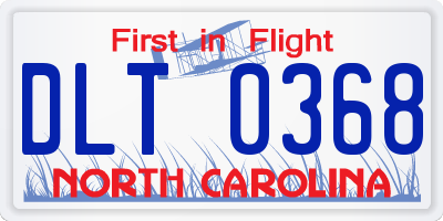 NC license plate DLT0368