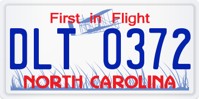 NC license plate DLT0372