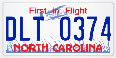 NC license plate DLT0374