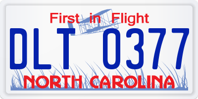 NC license plate DLT0377