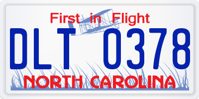 NC license plate DLT0378