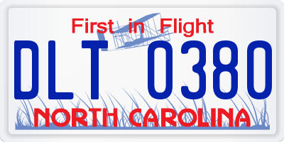 NC license plate DLT0380