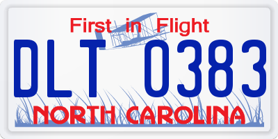 NC license plate DLT0383