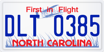 NC license plate DLT0385