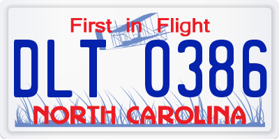 NC license plate DLT0386