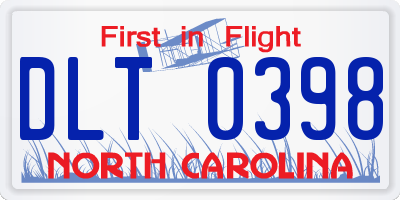 NC license plate DLT0398