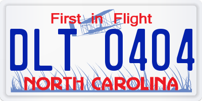 NC license plate DLT0404