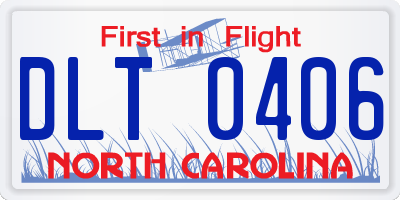 NC license plate DLT0406