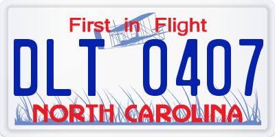 NC license plate DLT0407