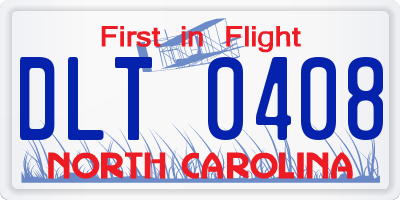NC license plate DLT0408