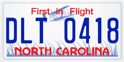NC license plate DLT0418