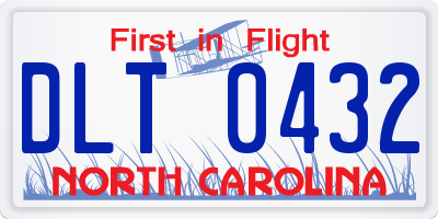 NC license plate DLT0432