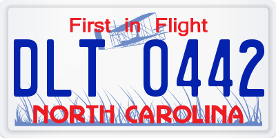 NC license plate DLT0442