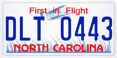 NC license plate DLT0443