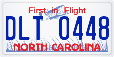 NC license plate DLT0448