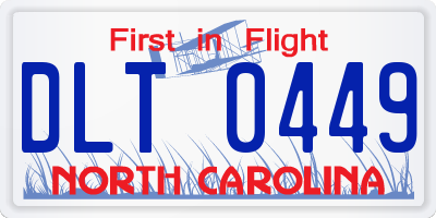 NC license plate DLT0449