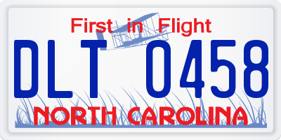 NC license plate DLT0458