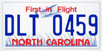 NC license plate DLT0459