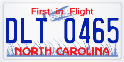NC license plate DLT0465