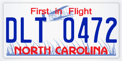 NC license plate DLT0472
