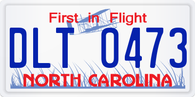 NC license plate DLT0473
