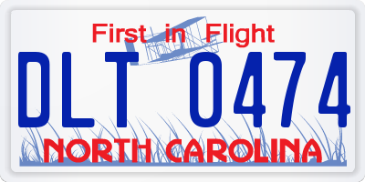 NC license plate DLT0474