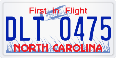 NC license plate DLT0475