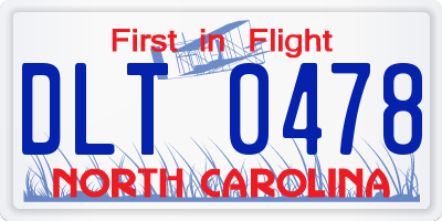 NC license plate DLT0478