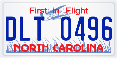 NC license plate DLT0496