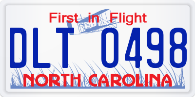 NC license plate DLT0498