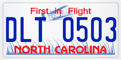 NC license plate DLT0503