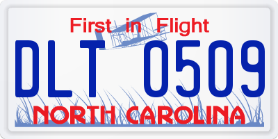 NC license plate DLT0509