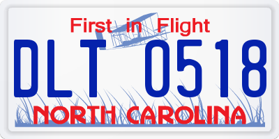 NC license plate DLT0518