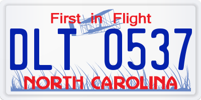 NC license plate DLT0537