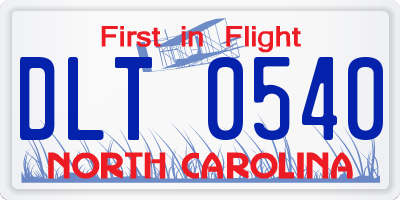 NC license plate DLT0540