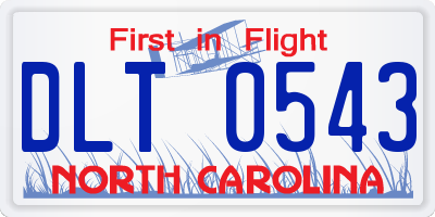 NC license plate DLT0543