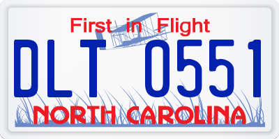 NC license plate DLT0551