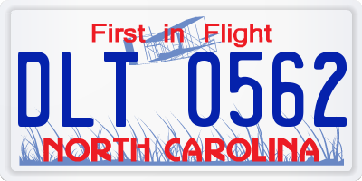 NC license plate DLT0562