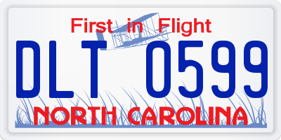 NC license plate DLT0599