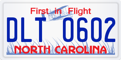 NC license plate DLT0602