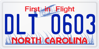 NC license plate DLT0603
