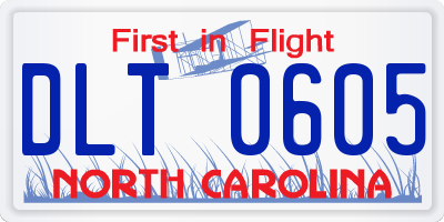 NC license plate DLT0605