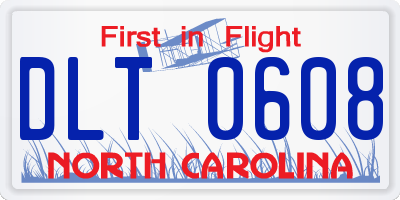 NC license plate DLT0608