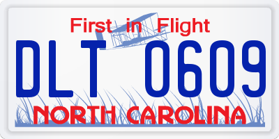 NC license plate DLT0609