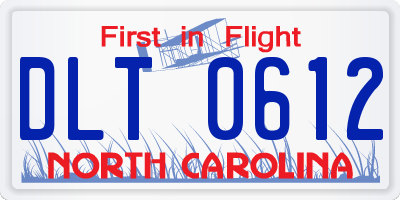 NC license plate DLT0612