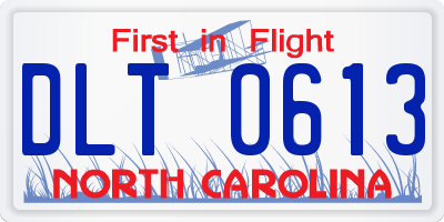 NC license plate DLT0613